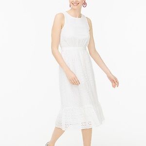 J.Crew Eyelet-embroidered tiered midi dress white